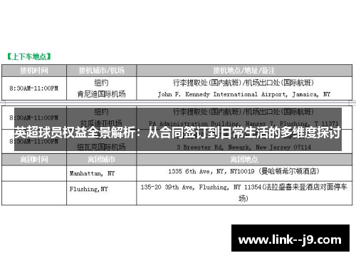英超球员权益全景解析：从合同签订到日常生活的多维度探讨